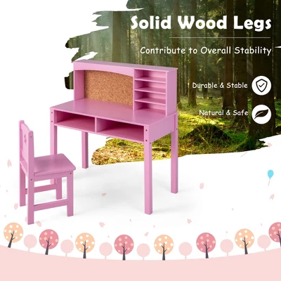 Costway Kids Desk And Chair Set Study Writing Workstation With Hutch & Bulletin Board - Image 6