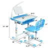 Costway Height Adjustable Kids Desk Chair Set Study Drawing W/Lamp & Bookstand