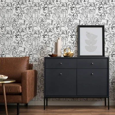 Star Wars Saga Line Sketches Peel And Stick Wallpaper Gray - RoomMates - Image 2