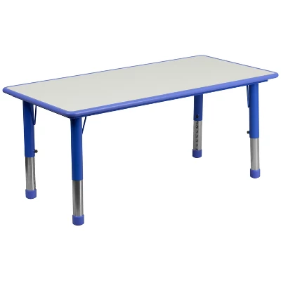 Emma And Oliver 23.625"W X 47.25"L Rectangular Plastic Height Adjustable Activity Table - Image 12