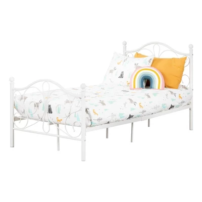 Twin Country Poetry Complete Metal Platform Bed White - South Shore - Image 8