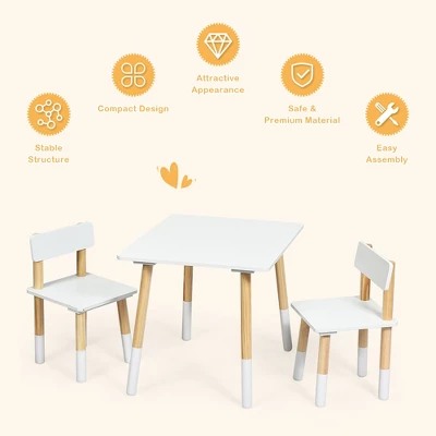 Costway Kids Wooden Table & 2 Chairs Set Children Activity Table Set - Image 4