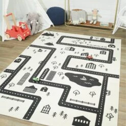4'1"x5'6" Roadmap Black/White Rug - Balta Rugs