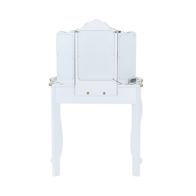 Fashion Polka Dot Gisele Play Vanity Set With Led Mirror White/Gold - Teamson Kids - Image 4