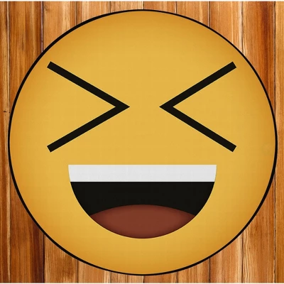 Deerlux Emoji Style Round Funny Smiley Face Kids Area Rug, Laughing Emoji Rug - Image 4