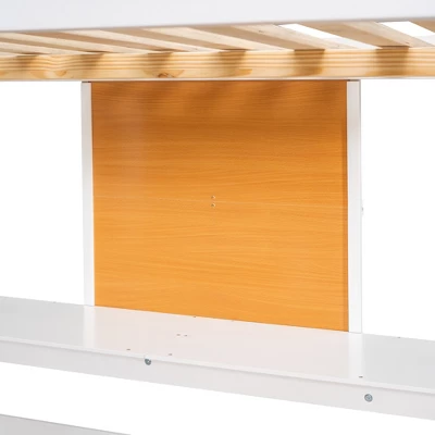 Wooden Loft Bed With Desk, Writing Board And 2 Drawers Cabinet - ModernLuxe - Image 8