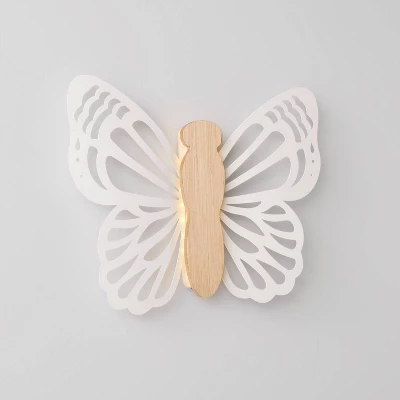 Butterfly Wood Lit Kids' Wall Decor Cream - Pillowfort™ - Image 3