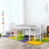 Qaba 4-Piece Kids Table Set With 2 Wooden Chairs, 1 Storage Bench, And Interesting Modern Design