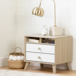 Yodi 2 Drawer Nightstand Soft Elm/White - South Shore