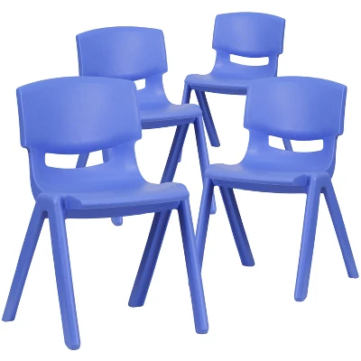 Emma And Oliver 4 Pack Plastic Stackable K-2 School Chair With 13.25"H Seat - Image 11