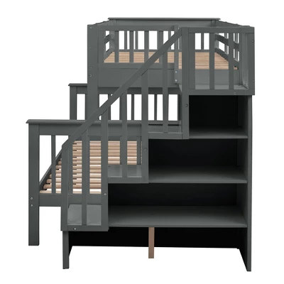 Twin-Over-Full Bunk Bed With Storage Stairs And Guard Rail - ModernLuxe - Image 7