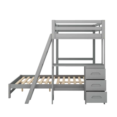 Twin Over Full Bunk Bed With Built-in Desk, Ladder And Three Drawers-ModernLuxe - Image 6