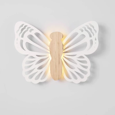 Butterfly Wood Lit Kids' Wall Decor Cream - Pillowfort™ - Image 4