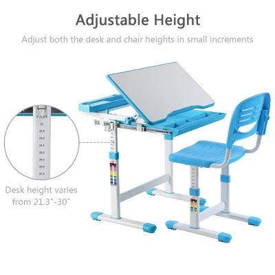 Costway Height Adjustable Children's Desk Chair Set Multifunctional Study Drawing - Image 3
