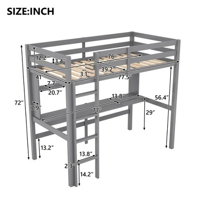 Twin Size Loft Bed With Desk, Shelves, And Ladder-ModernLuxe - Image 2