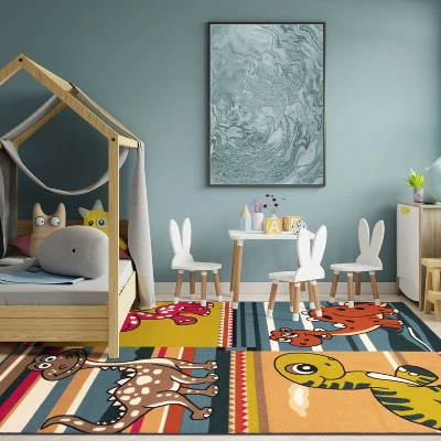 Dinoventure Dinosaurs Non-Slip Kids Playroom Decor Washable Indoor Area Rug By Blue Nile Mills - Image 7