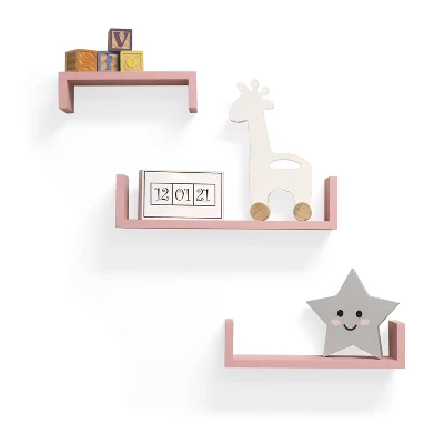 Set Of 3 Picture Ledge Shelf For Kids' Room Pink - InPlace - Image 5