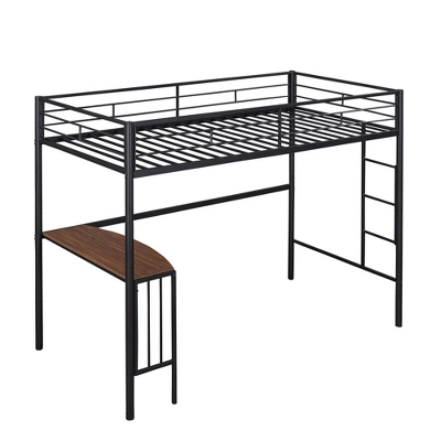 Twin Size Metal Loft Bed With Desk, Ladder And Railing - ModernLuxe - Image 3