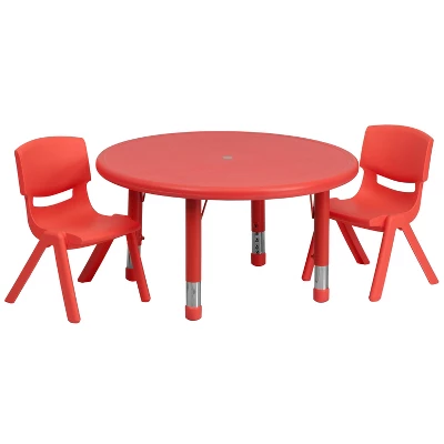 Flash Furniture 33" Round Plastic Height Adjustable Activity Table Set With 2 Chairs - Image 9