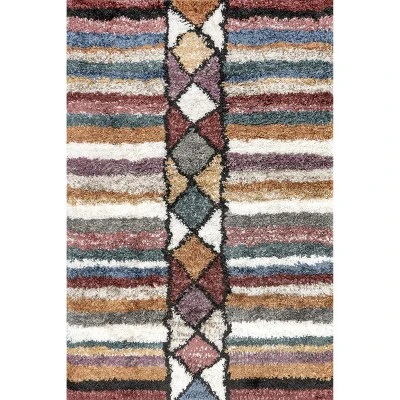 Aidan Diamond Striped Kids Shag Area Rug - Image 9