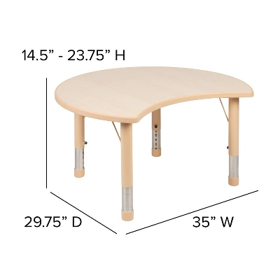 Emma And Oliver 25.125"W X 35.5"L Crescent Natural Plastic Adjustable Activity Table-Seats 4 - Image 3