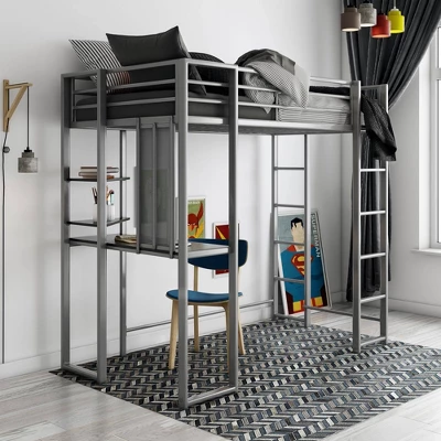 Twin Adele Loft Bed With Desk Silver - Room & Joy