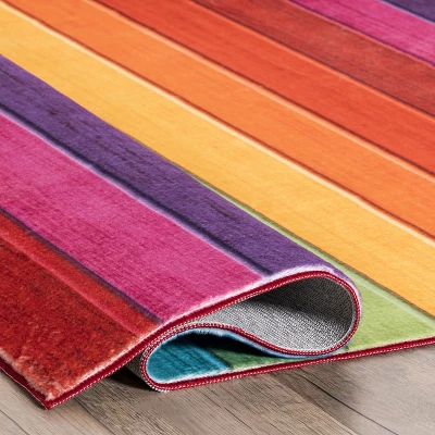 NuLOOM Henriette Rainbow Machine Washable Kids Area Rug - Image 3