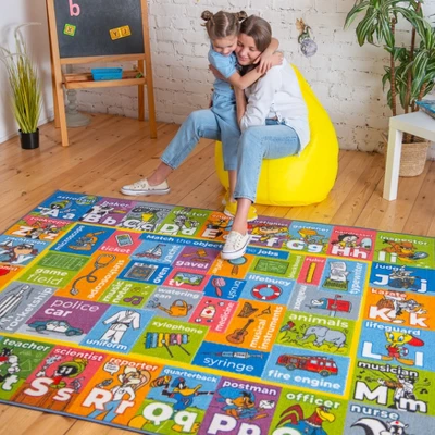 KC CUBS | Looney Tunes Boy & Girl Kids ABC Alphabet, Jobs & Objects Educational Learning & Play Nursery Bedroom Classroom Rug Carpet - Image 3