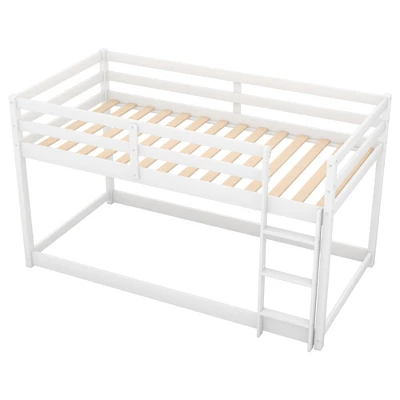 Twin Over Twin Floor Bunk Bed With Ladder - ModernLuxe - Image 5