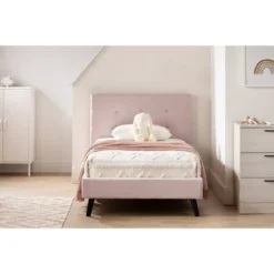Maliza Upholstered Complete Platform Bed Pale Pink - South Shore
