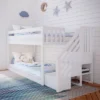 Max & Lily Twin Low Bunk Bed With Staircase