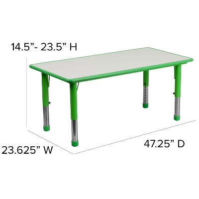 Flash Furniture 23.625"W X 47.25"L Rectangular Plastic Height Adjustable Activity Table - Image 3