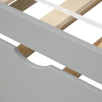 Twin Over Twin Wood Bunk Bed With Safety Rail And Movable Trundle-ModernLuxe - Image 12