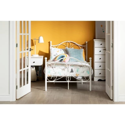 Twin Country Poetry Complete Metal Platform Bed White - South Shore - Image 2