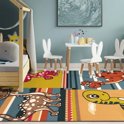 Dinoventure Dinosaurs Non-Slip Kids Playroom Decor Washable Indoor Area Rug By Blue Nile Mills - Image 8