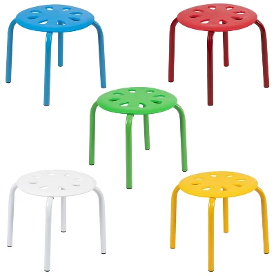Flash Furniture Plastic Nesting Stack Stools, 11.5"Height (5 Pack) - Image 2