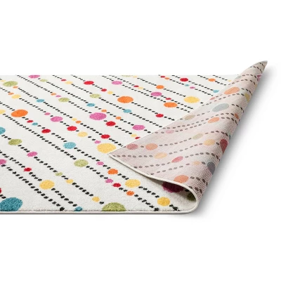 Well Woven Modern Dandy Dots Stripes Bright Kids Room Carpet Soft Durable White Area Rug - Image 3