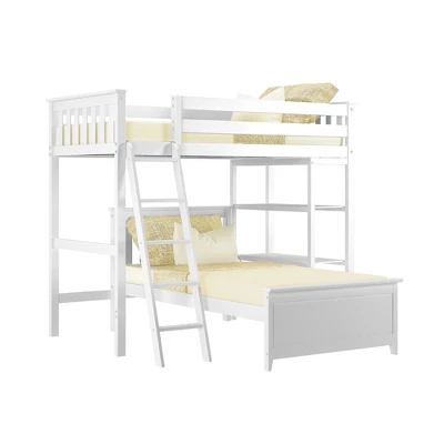 Max & Lily L-Shaped Twin Over Twin Bunk Bed With Bookcase - Image 5