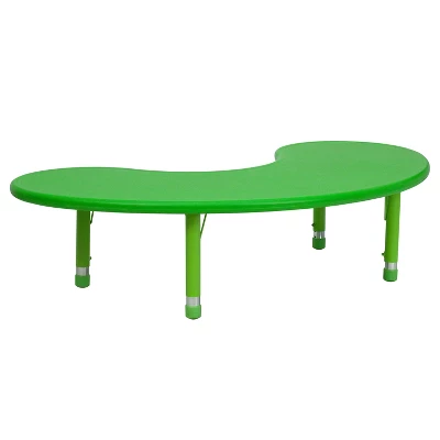 Emma And Oliver 35"W X 65"L Half-Moon Plastic Height Adjustable Activity Table - Image 11