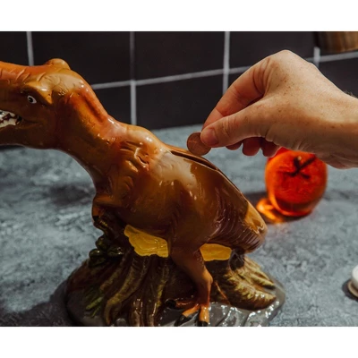 Silver Buffalo Jurassic World T-Rex 6-Inch Ceramic Sculpted Coin Bank Storage - Image 5