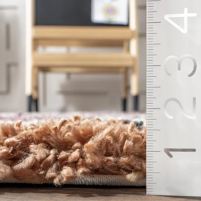 Aidan Diamond Striped Kids Shag Area Rug - Image 2