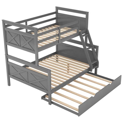 Twin Over Full Bunk Bed With Twin Size Trundle Bed, Ladder And Guardrail-ModernLuxe - Image 7