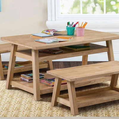 ECR4Kids Sit N' Stash Rectangular Table, Classroom Storage, Natural - Image 3