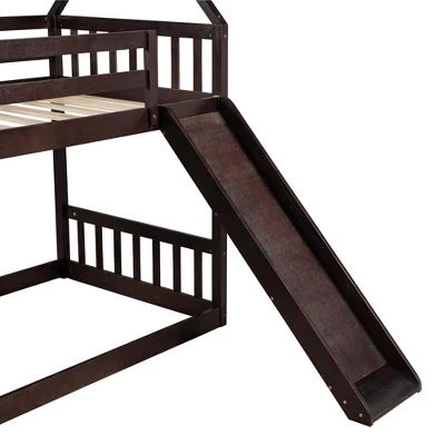 Twin Over Twin Bunk Bed In House Shape With Slide And Storage Staircase-ModernLuxe - Image 9