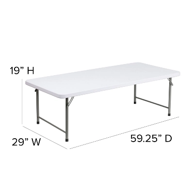 Emma And Oliver 4.93-Foot Kid's Granite White Plastic Folding Activity Table - Play Table - Image 3