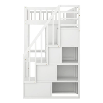 Twin Size Loft Bed With Shelf, Drawers, Desk And Wardrobe - ModernLuxe - Image 7