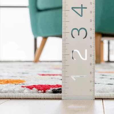 Well Woven Modern Dandy Dots Stripes Bright Kids Room Carpet Soft Durable White Area Rug - Image 4