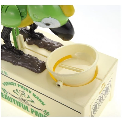 Insten Parrot Piggy Bank Robotic Coin Munching Toy Money Box, Green, 6.6x6.5 Inches - Image 7
