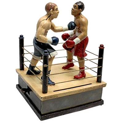 Design Toscano Battling Boxers Die Cast Iron Mechanical Coin Bank - Image 2