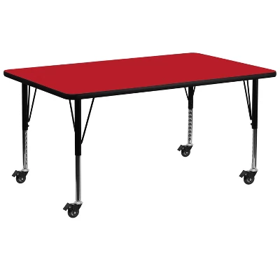 Flash Furniture Mobile 30''W X 72''L Rectangular HP Laminate Activity Table - Height Adjustable Short Legs - Image 2
